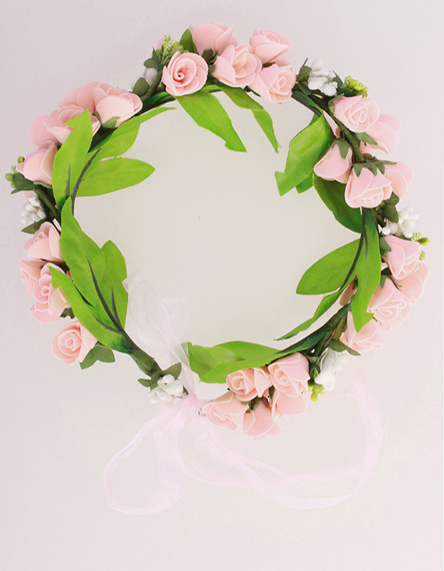 Rochelle Floral Crown in Peach Pink